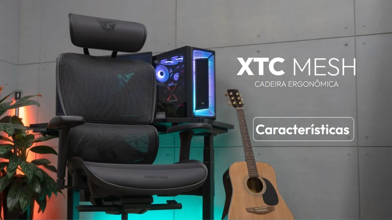 Capa do vídeo com características da cadeira ergonômica ThunderX3 XTC Mesh