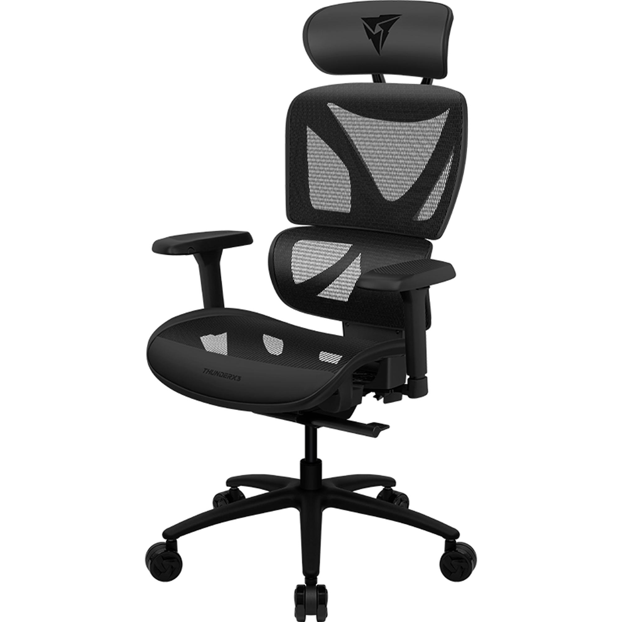 Vista lateral da ThunderX3 XTC Mesh mostrando o encosto e os apoios ajustáveis