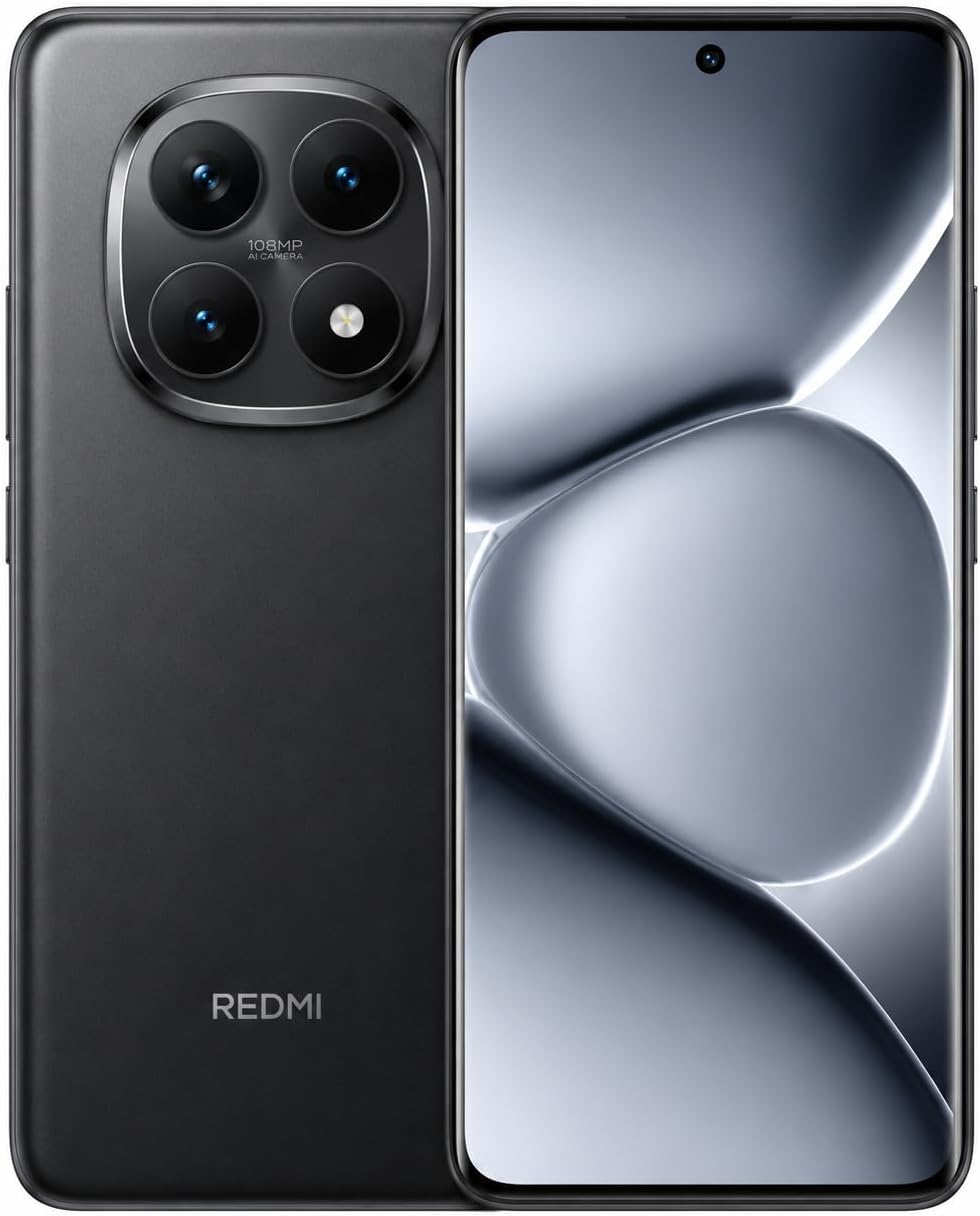 Smartphone Xiaomi Redmi Note 15 preto visto de frente