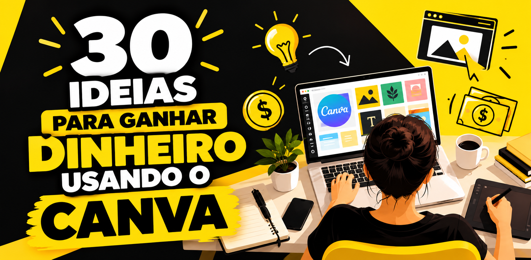 30 ideias para ganhar dinheiro usando o Canva em 2026