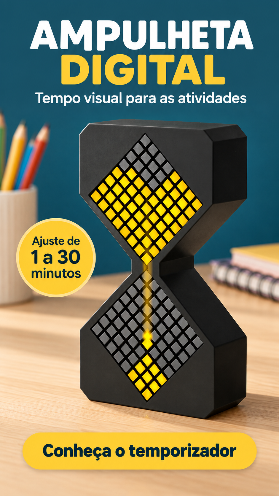 Temporizador de ampulheta digital para crianças