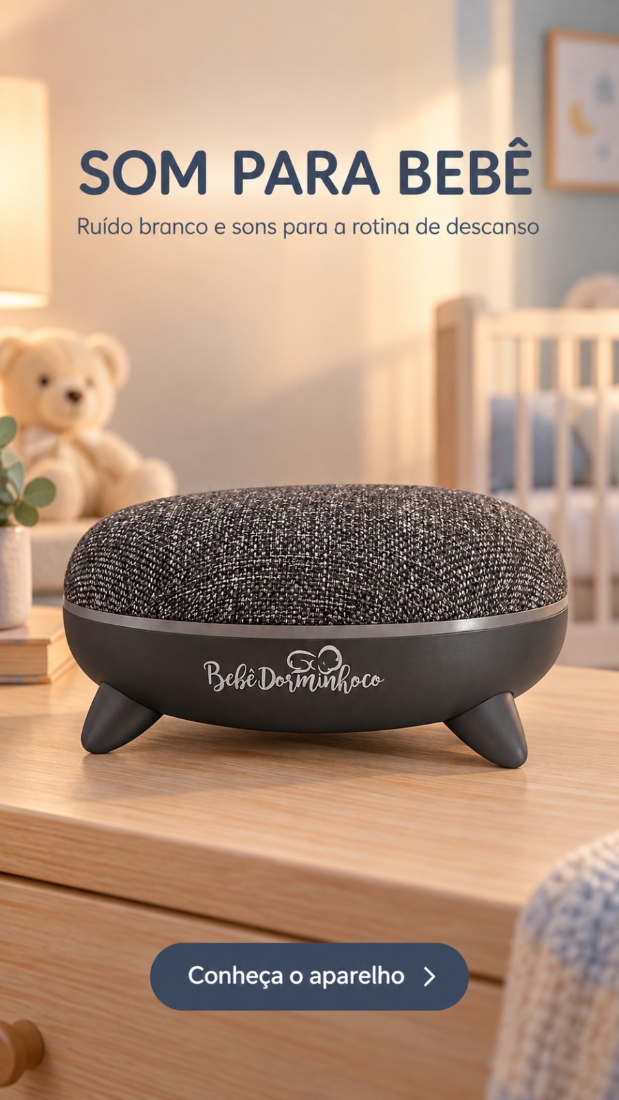 Aparelho de som bebê ruído branco utero dormir ninar sono