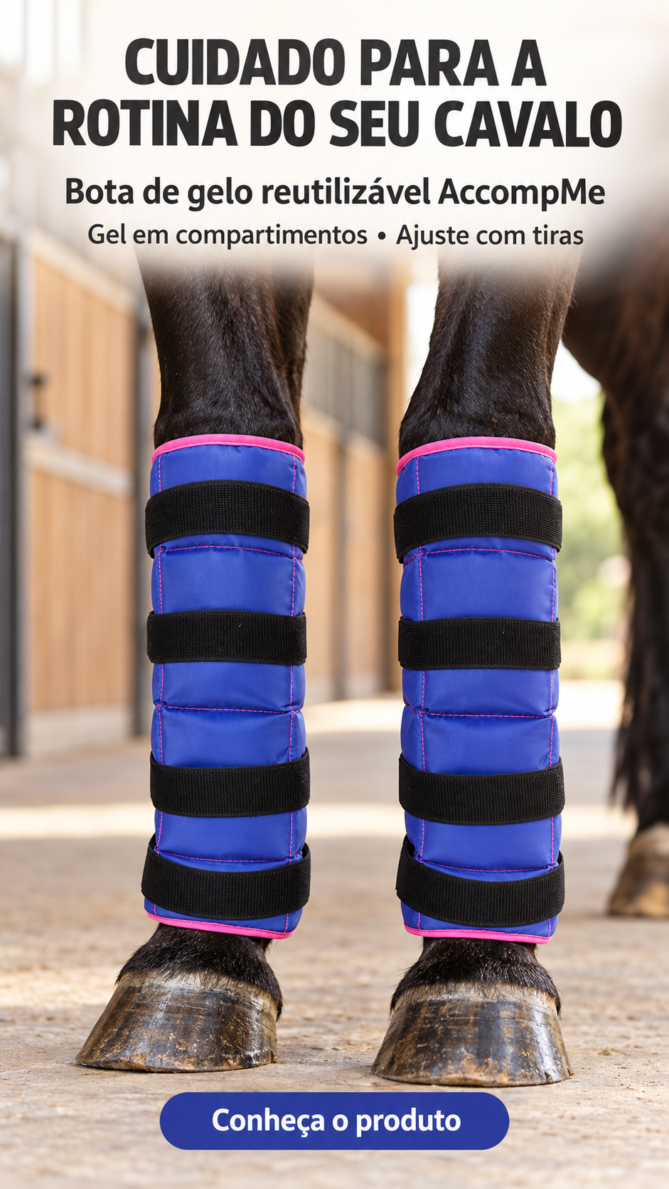 Bota de gelo para cavalo reutilizável