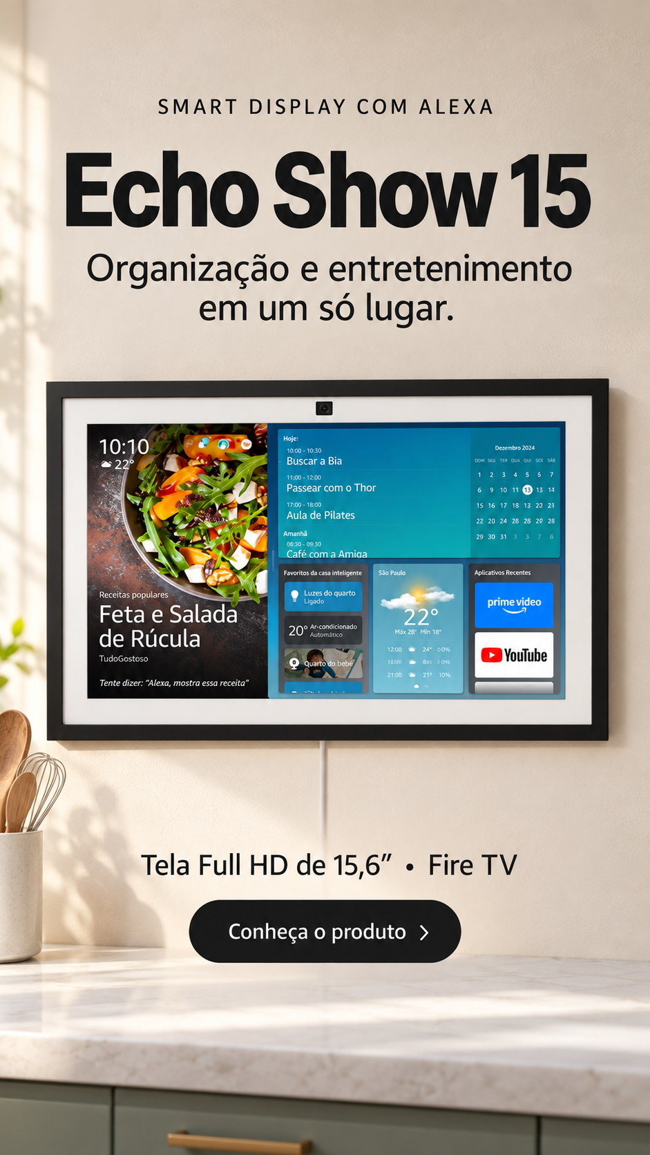 Echo Show 15 (Geração mais recente) | Smart display Full HD de 15,6