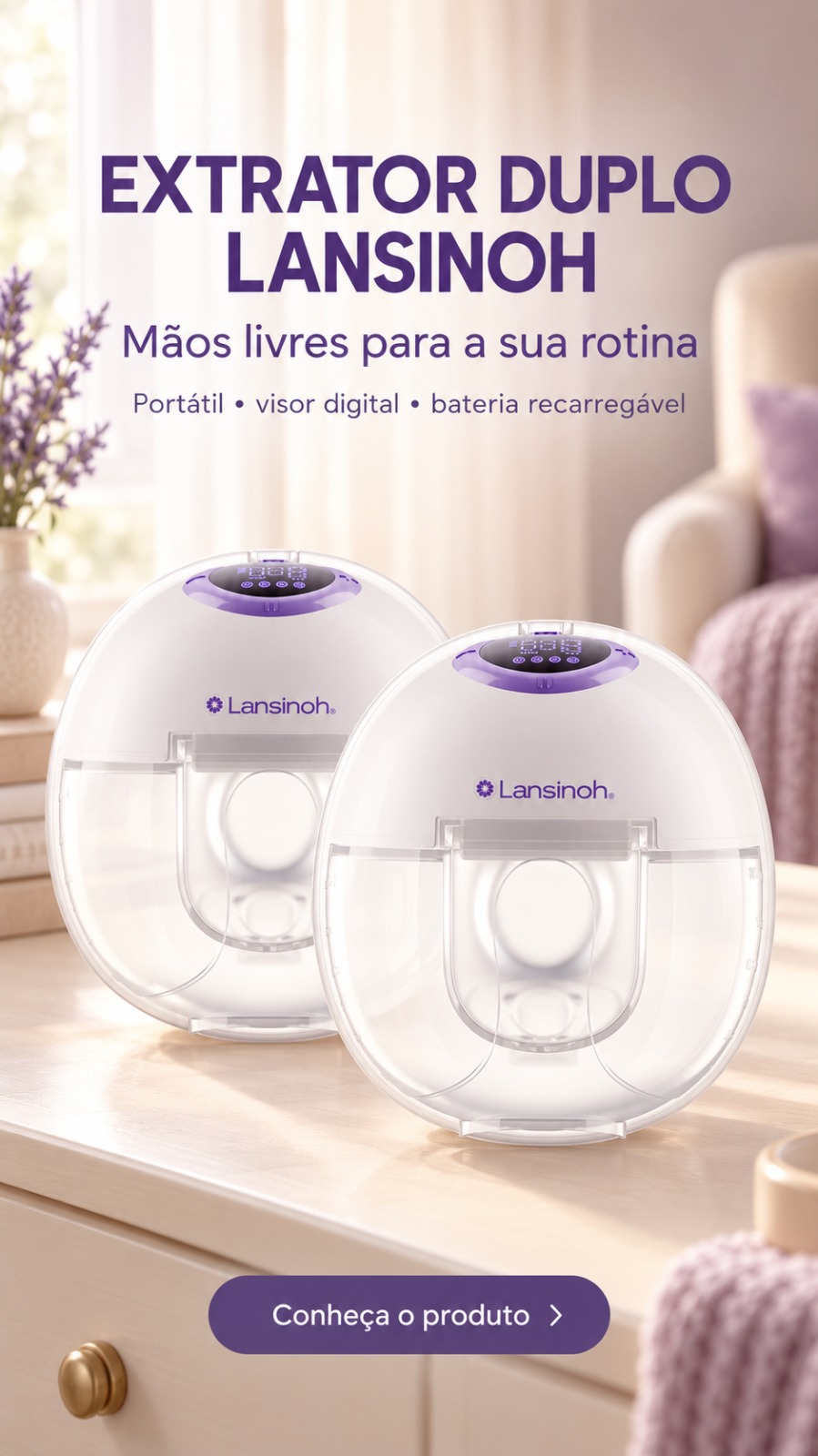 Extrator Duplo Elétrico Mãos Livres Lansinoh