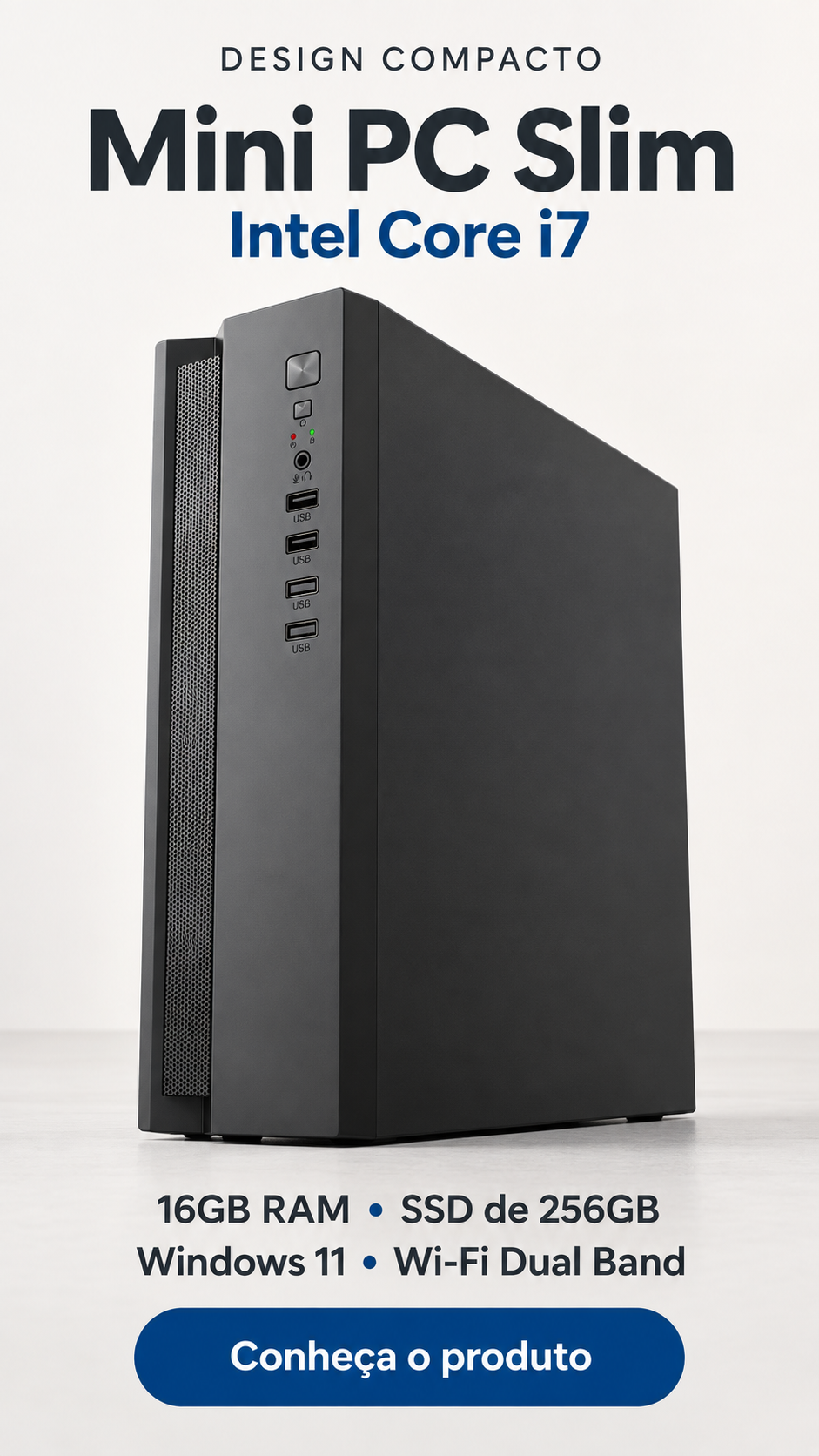 Mini PC Slim Intel Core i7, 16GB RAM, SSD 256GB