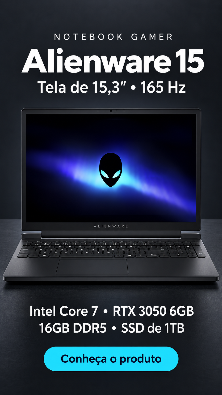 Notebook Gamer Dell Alienware WUXGA 165Hz