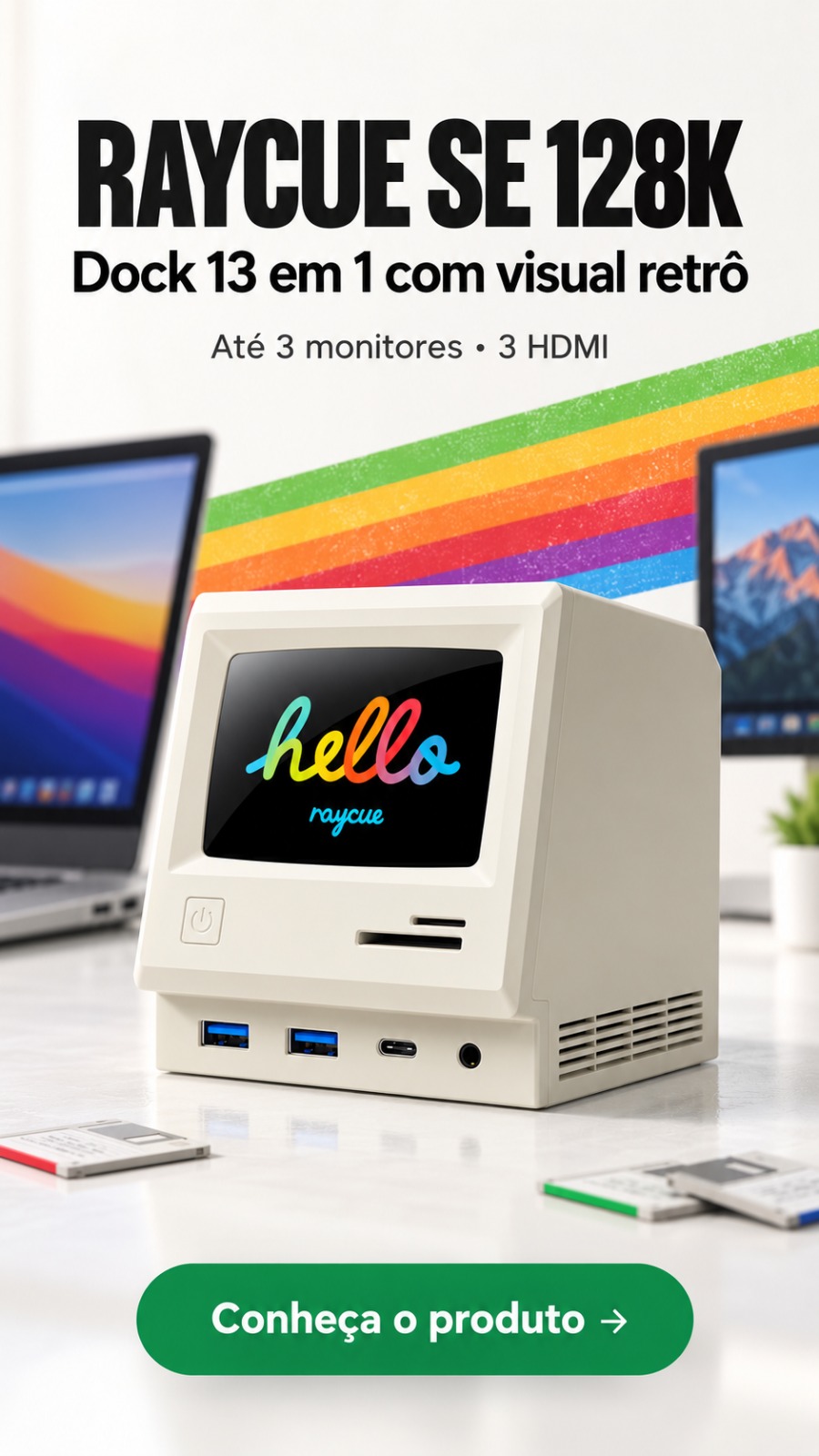RayCue Estação de ancoragem SE 128K com monitor triplo